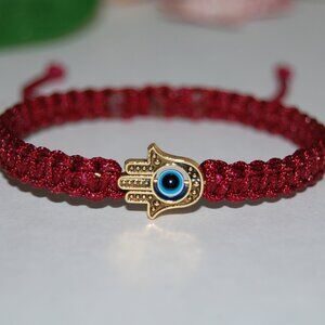 Hamsa Hand Bracelet,Burgundy Hamsa Bracelet,Hand of Fatima Bracelet